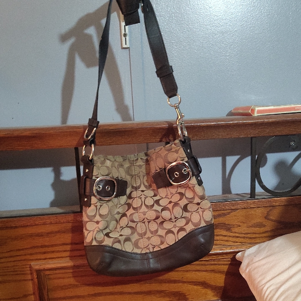 Coach Signature Canvas Leather SoHo Hobo